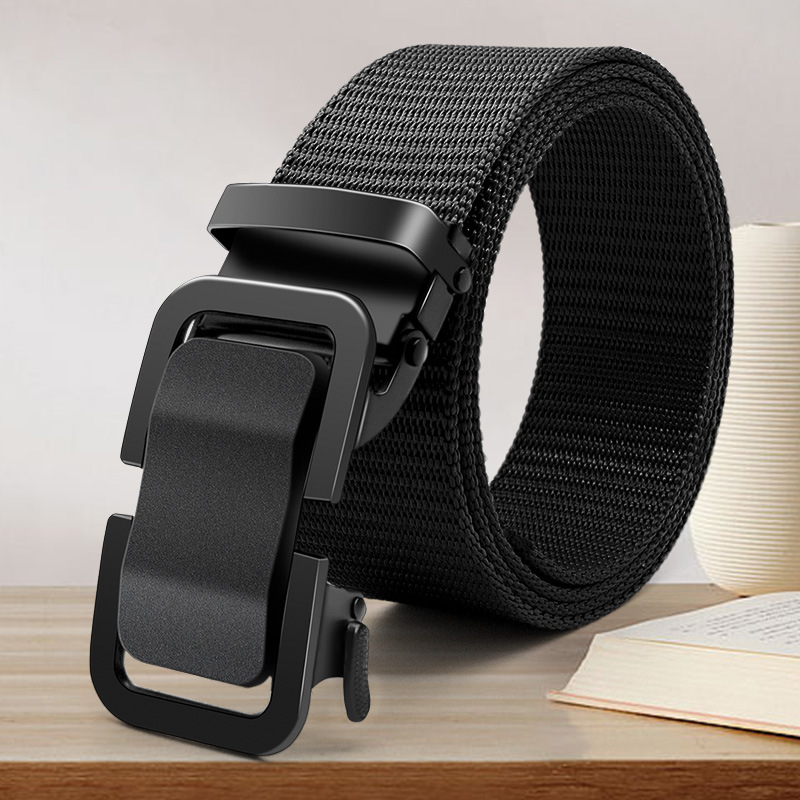 Belt Men's Trendy Student 2024 New Canvas Automatic Buckle Belt Hot Style Versatile Trendy Waist Cinch Upgrade