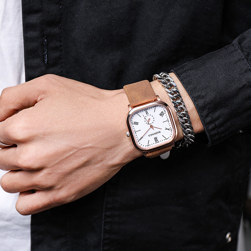 Square Student Party Watch High Appearance Domineering Junior High School High School High-end Handsome Fashionable All-match Waterproof Quartz Watch for Men