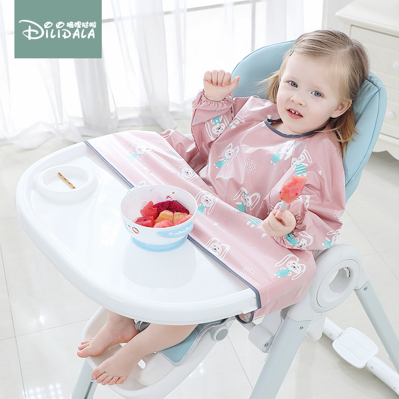 BLW eating artifact baby anti-dirty water all-in-one bib pad dining chair table baby long-sleeved smock for independent eating