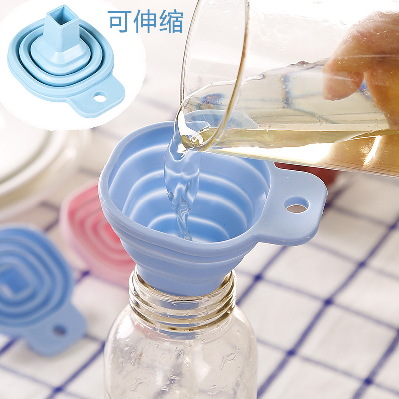 Square telescopic folding funnel kitchen oil leakage creative household liquid dispensing mini oil nozzle oil leakage