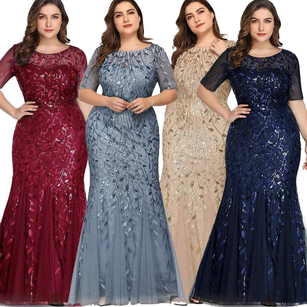 Sequined Mesh Fishtail Slim Sexy Women's Clothing in Stock