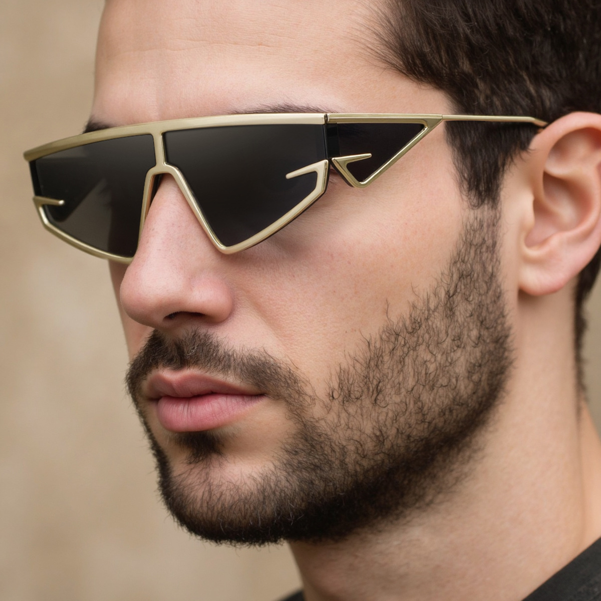 New European and American fashion cat-eye sunglasses for men, trendy punk style outdoor sun protection metal frame sunglasses for men cross-border