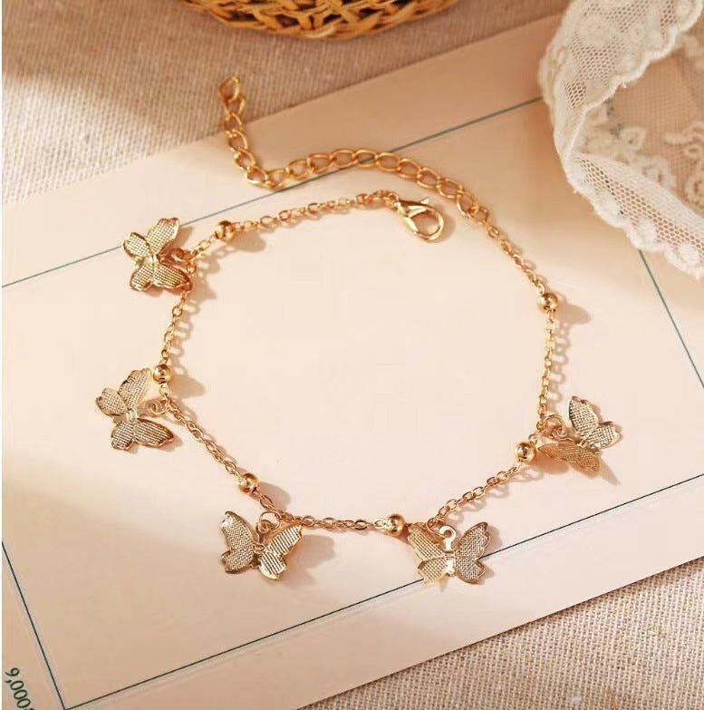 Elegant European Butterfly Charm Anklet Bracelet - Simple Fashion Jewelry Accessory