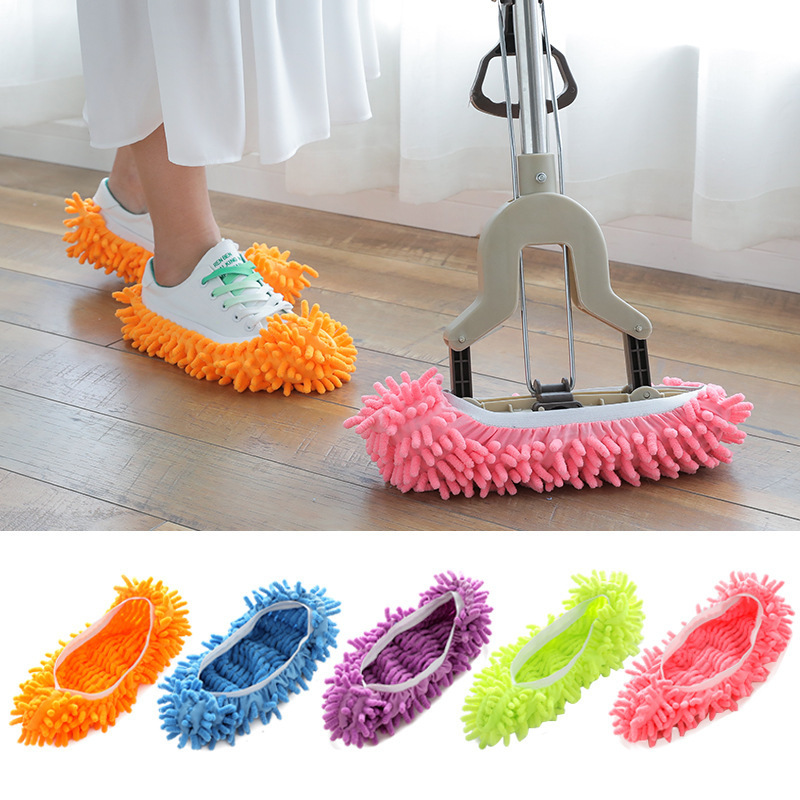Chenille mopping shoe covers indoor household lazy mopping slippers shoe covers removable and washable rag floor mopping artifact