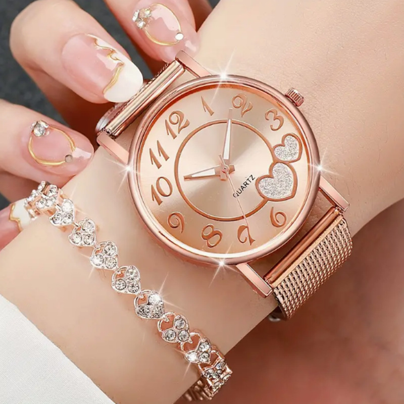 Steel Band Double Heart Women's Watch Fashion High-End 