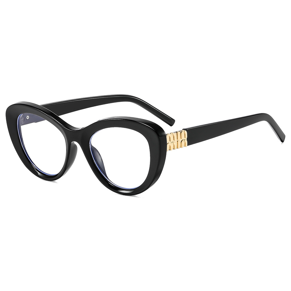 2026 cross-border new cat-eye large-frame flat mirror, OME personalized ins letter M fashion PC foreign trade glasses frame