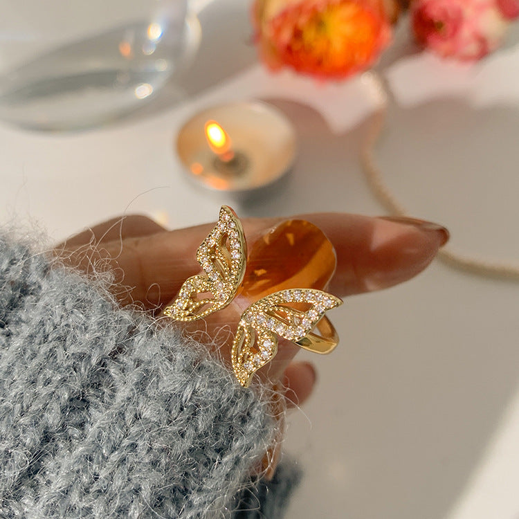 Korean Advanced Temperament Fairy Bow Gold Adjustable Index Finger Ring